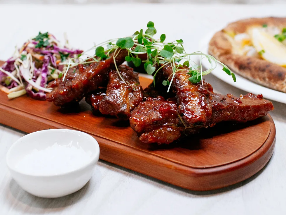 Smoky pork ribs with apple slaw