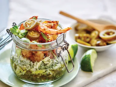 Spicy prawn jar with jalapeno salsa