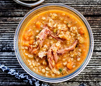 Bacon and barley broth
