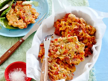 Salami and capsicum fritters
