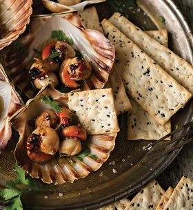 Hot grilled scallops