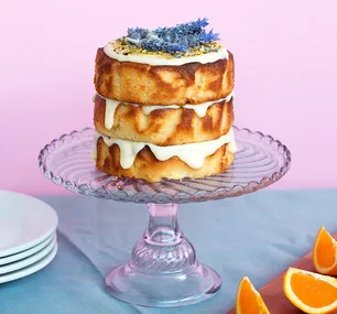 Lemon and lime cake with orange blossom icing