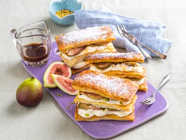 Chai poached fig mille feuille