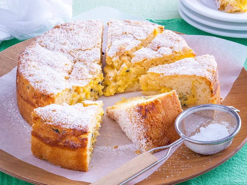 Passionfruit curd teacake