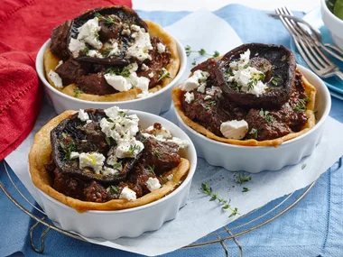 Gluten-free steak, pepper and mushroom pies