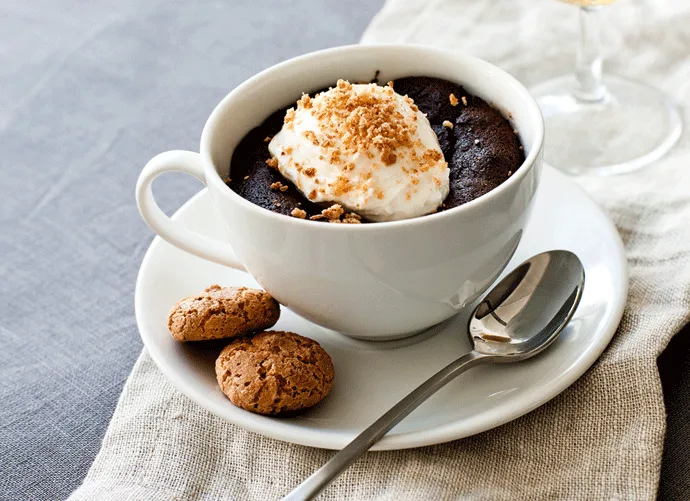 Choco puddings in a cup with orange mascarpone
