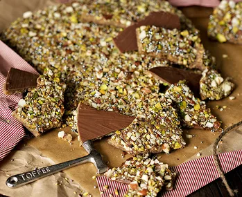 Pistachio and almond toffee