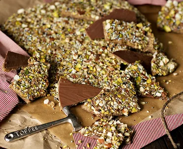 Pistachio and almond toffee