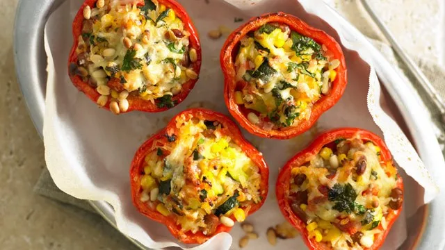 Mexican rice stuffed capsicums