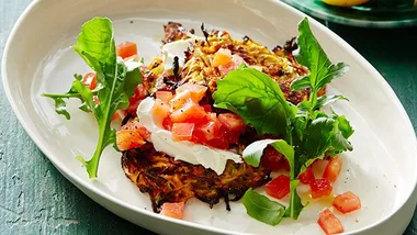 Kumara and zucchini fritters