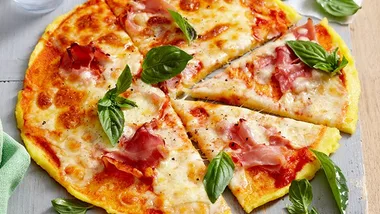 Polenta crust pizzas for $2.30 per serve