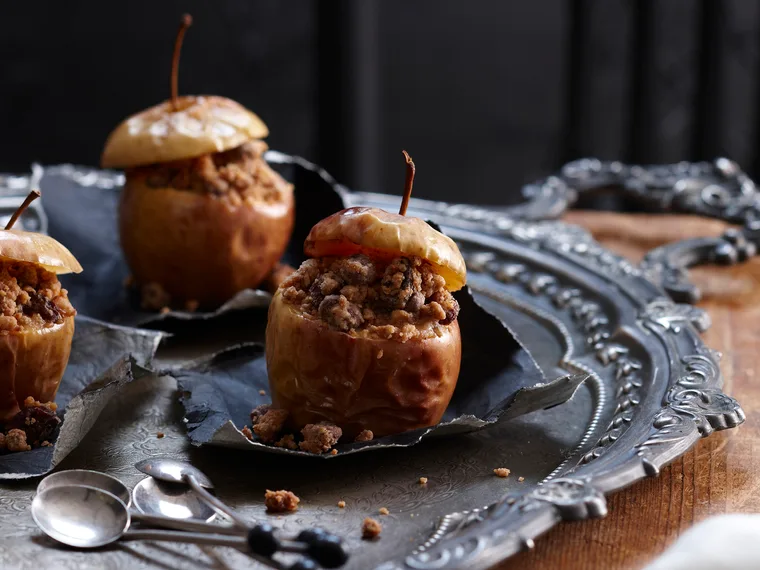 Halloween rotten apples with sweet biscuit filling