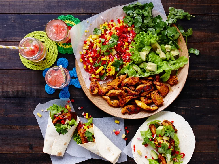 Chicken and Corn Salsa Burritos