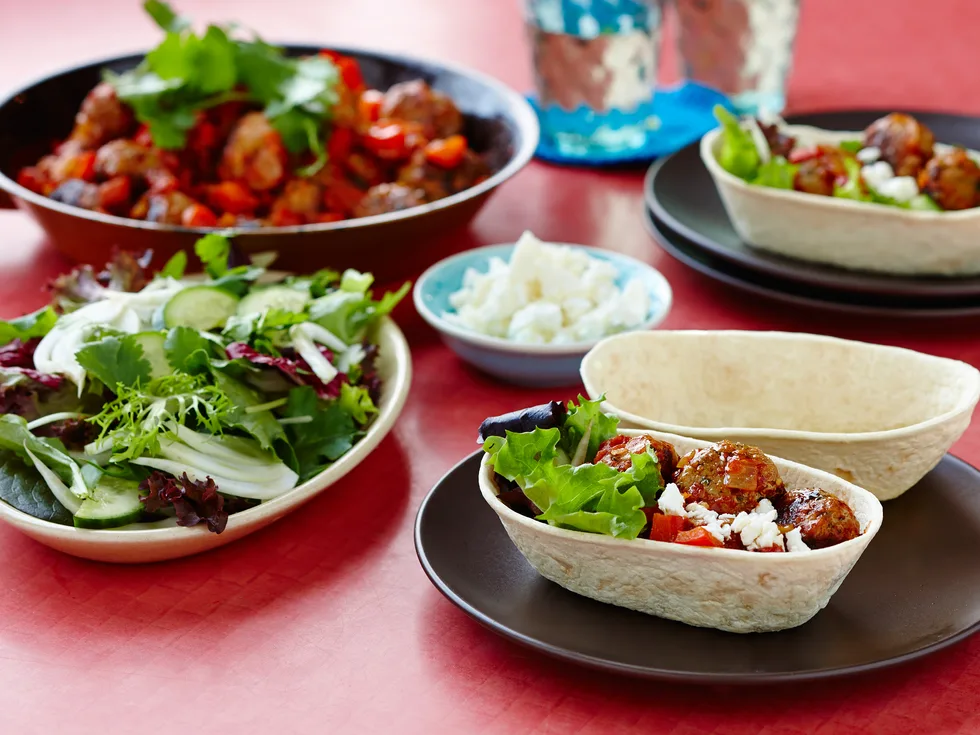 Stand ’n Stuff™ Soft Tacos with Pork Meatballs