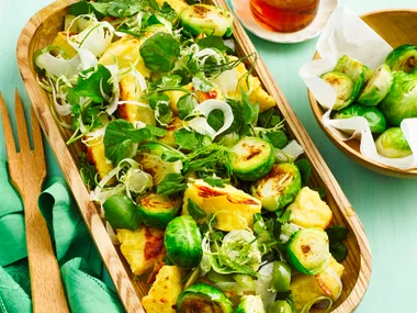Polenta and brussels sprouts salad