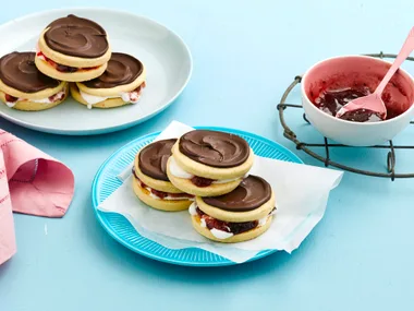 Marshmallow and jam sandwiches