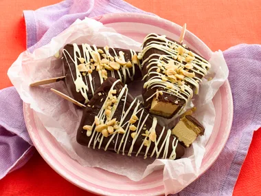 Frozen peanut butter cheesecake pops
