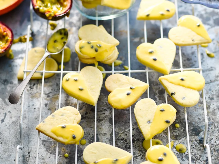 Passionfruit shortbread with passionfruit glaze