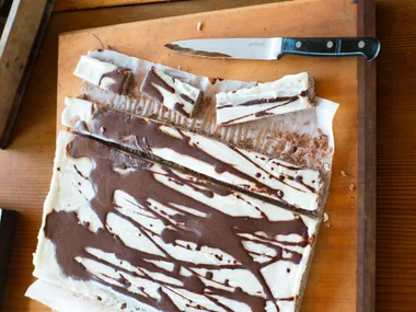 Chocolate coconut and peppermint slice