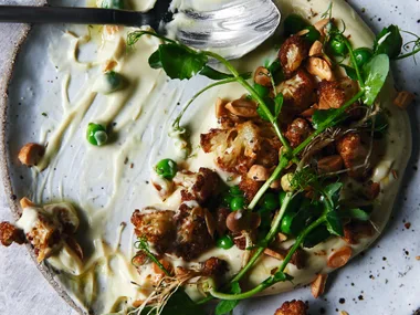 George Calombaris’ garden peas, cauliflower, almonds, lemon
