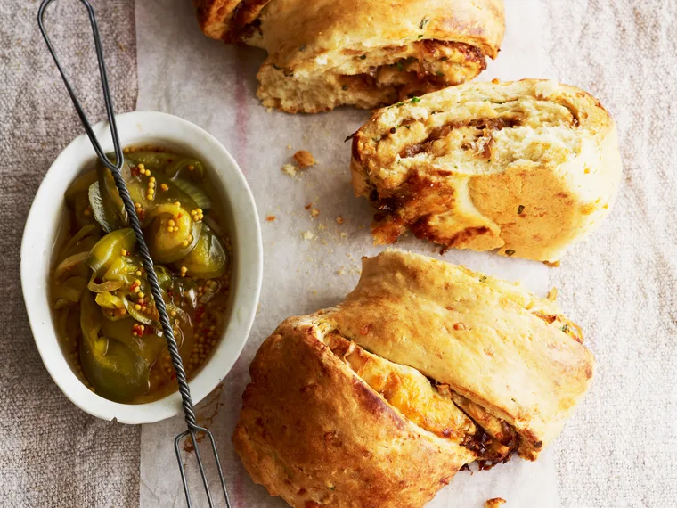 Caramelised onion and vintage cheddar pull-apart bread