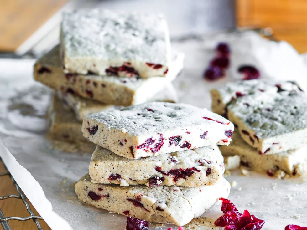 Espresso and cranberry shortbread