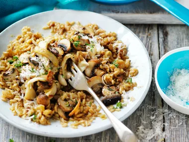 Mushroom brown rice risotto