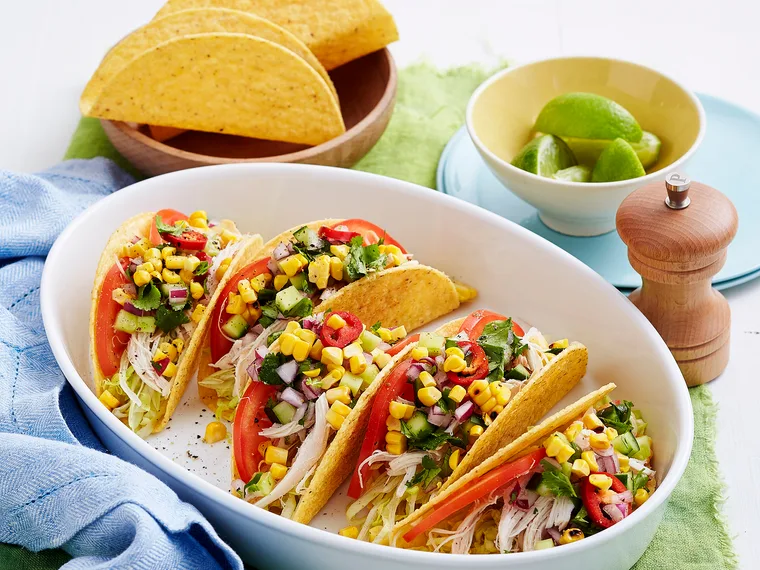 Chicken tacos with spicy cucumber salsa