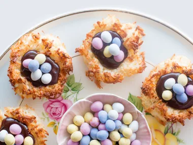 Easter egg coconut macaroon nests
