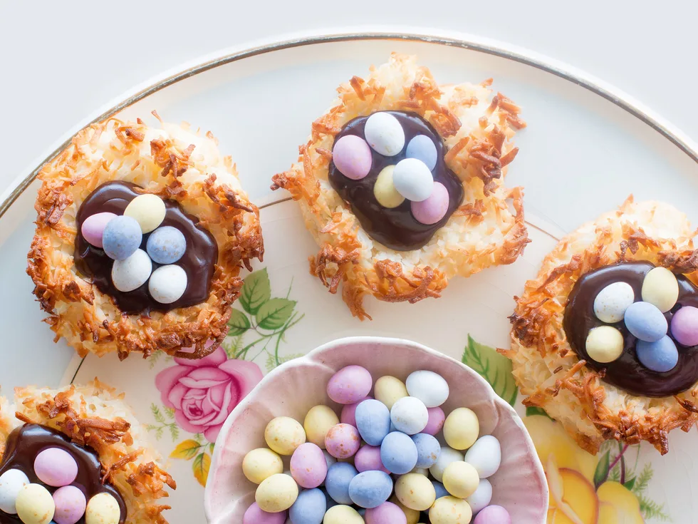 Easter egg coconut macaroon nests