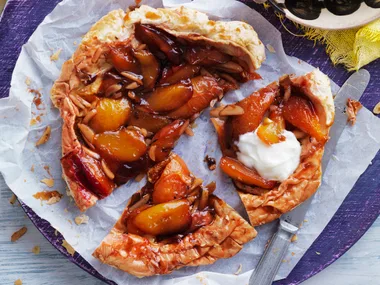 Nectarine and almond tarte tartin