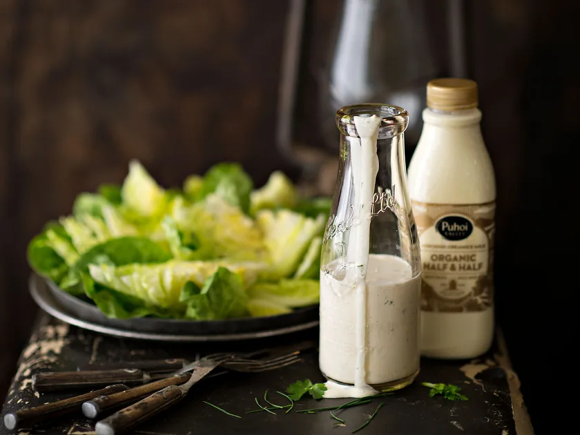 Market salad with ranch dressing
