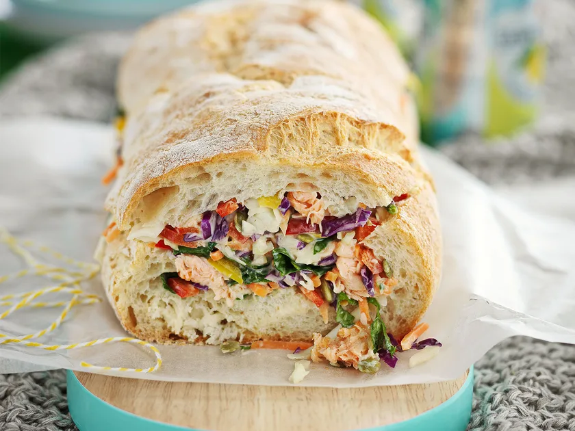 Salmon salad bread roll