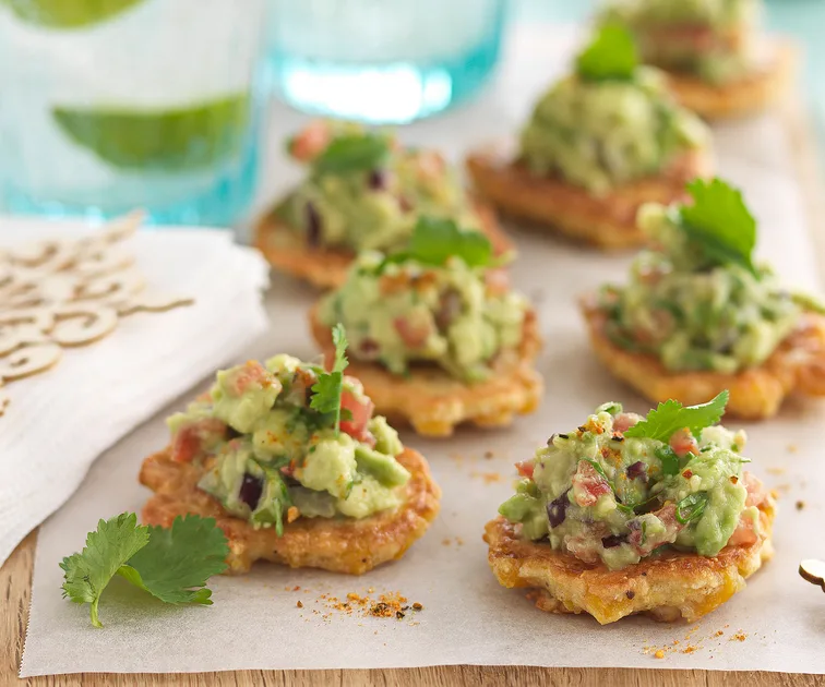 Polenta corn cakes with guacamole
