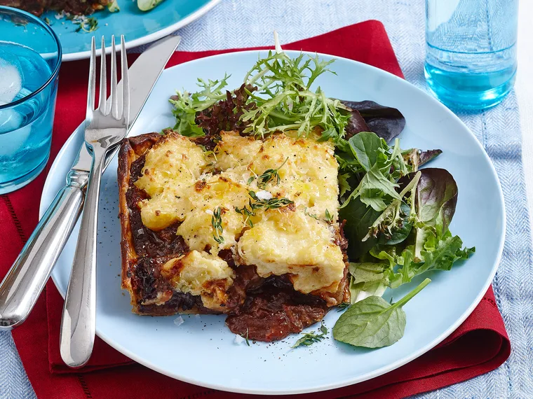 Spicy beef pie with polenta crust