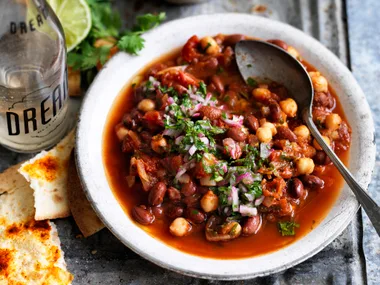 Chilli beans with chimichurri