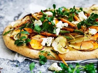 Root vegetable tray pizza