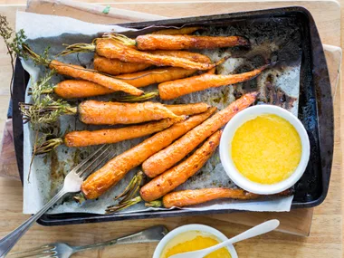 Baked carrots with Parmesan custard