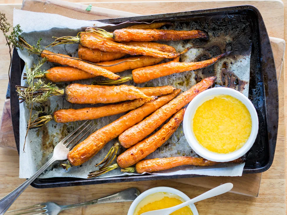 Baked carrots with Parmesan custard