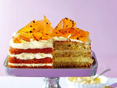 Orange passionfruit toffee cake