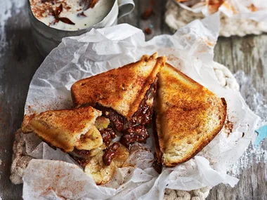 Banana and choc-almond toastie