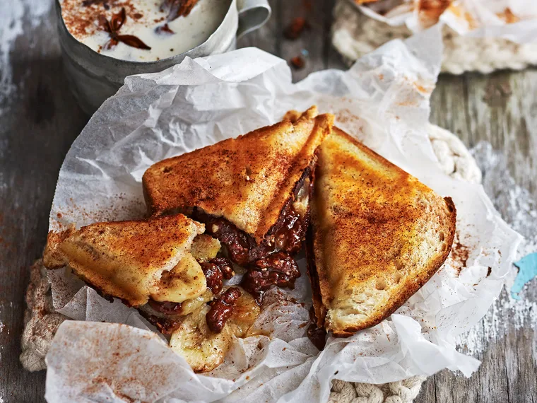 Banana and choc-almond toastie