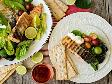 Barbecue grilled fish salad