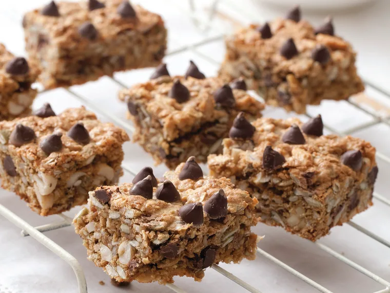 Chocolate, quinoa, seeds and nut snack bars