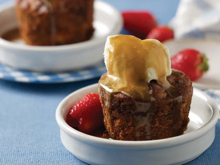 Quinoa sticky date puddings with caramel sauce