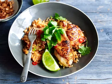 Grilled lemongrass chicken with tomato rice