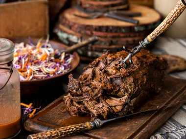 Slow-cooked smoky Texan beef brisket with easy slaw