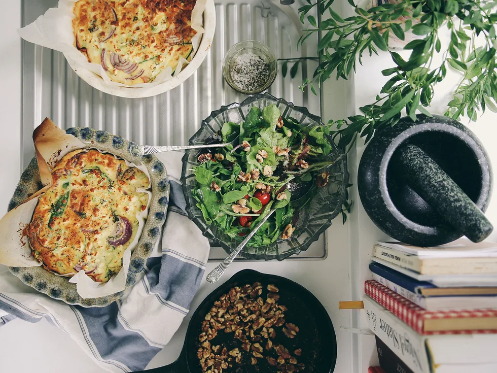 Ham, courgette and feta tart
