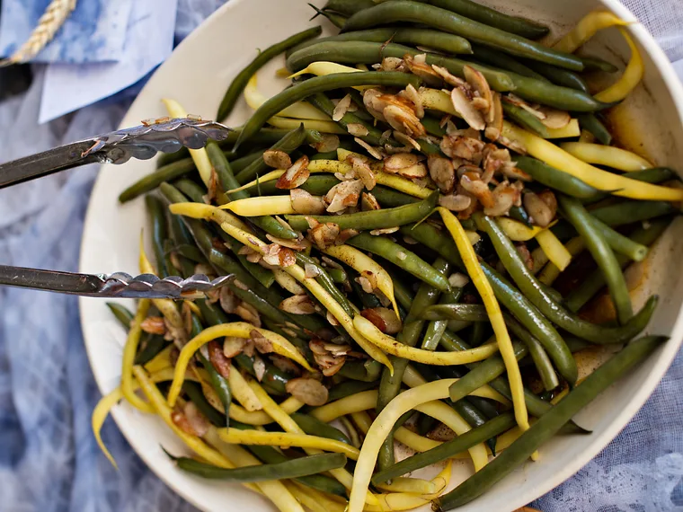Homegrown beans with brown butter and almonds
