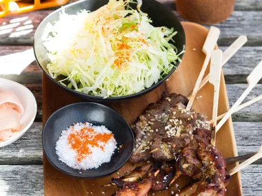 Gingered beef and teryaki chicken skewers recipe